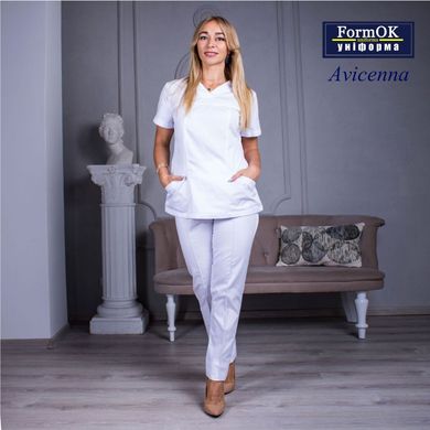 Жіноча медична блуза Avicenna біла, 44