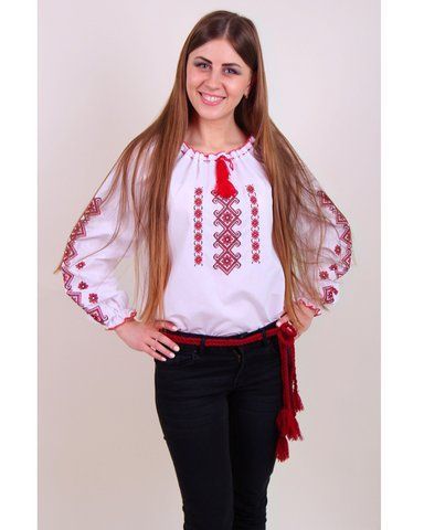 Вишита блуза "Яринка", 140 (ріст), Червоний