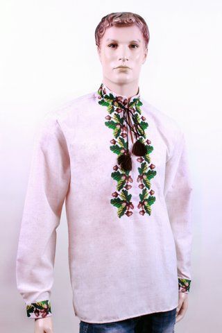 Чоловіча вишиванка "Дубок", Льон сірий, 40