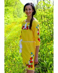 Жіноче вишите плаття "Марися", Льон жовтий, 40