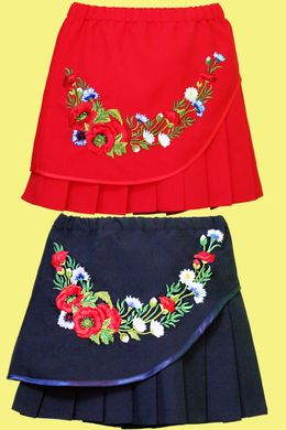 Вышитая юбка «Марися» на красном габардине, 116 (рост)