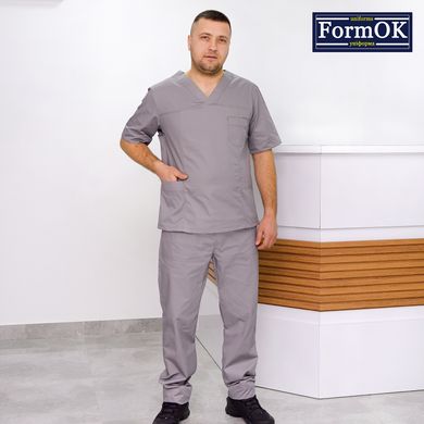 Мужской медицинский костюм Онуфрий серый, 44