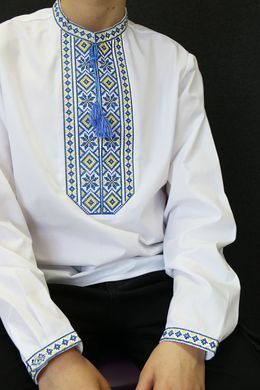 Дитяча вишиванка для хлопчиків "Козачок" з жовто блакитною вишивкою, 86