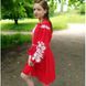 Детское вышитое платье "Сара" на красном льне, 116 (рост)