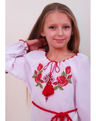 Детское вышитое платье "Зоряна" (габардин белый), 98 (рост)