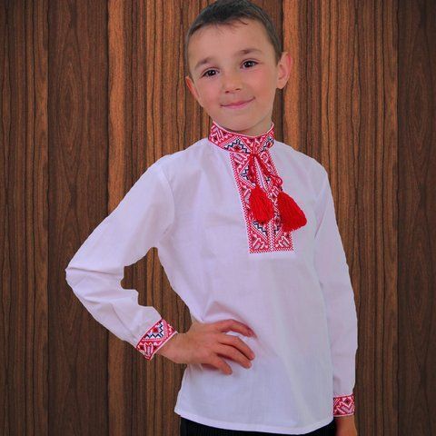 Вишиванка дитяча для хлопчика "Майкл" з Червоною вишивкою, 92 (ріст)