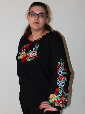 Жіноча вишита блуза "Діана" на чорній бавовні, 54
