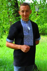Мужская вышиванка "Федор" (чёрно-серый) короткий рукав, 37