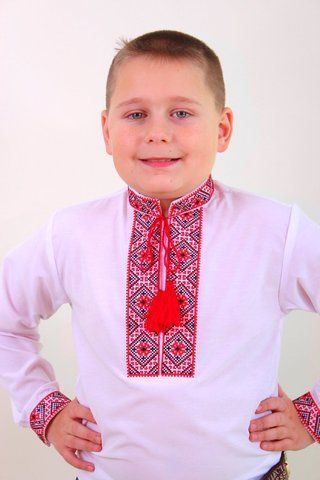 Вишиванка дитяча для хлопчика "Федір" з Червоною вишивкою, 86 (ріст)