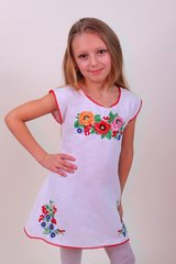 Детское вышитое платье "Лиза" (белый лен), 104 (рост)