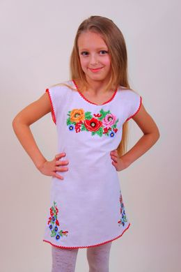 Детское вышитое платье "Лиза" (белый лен), 104 (рост)