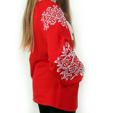 Вышитая блуза "Ольга" (красный лен) с белой вышивкой, S