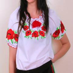 Детская вышитая блузка "Эко-маки" с коротким рукавом, 104 (рост)