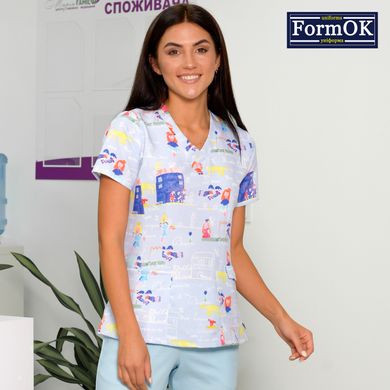 Жіноча медична блуза Асія блакитна, 44