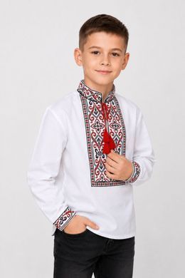Дитяча вишиванка для хлопчиків "Йосип" з червоною вишивкою, 116