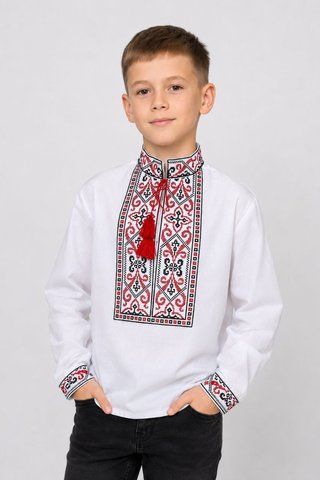 Дитяча вишиванка для хлопчиків "Йосип" з червоною вишивкою, 116