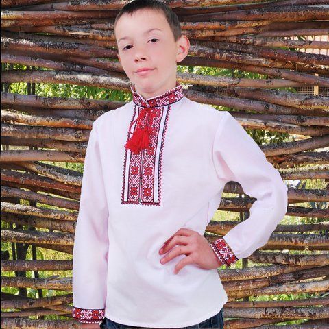 Вишиванка дитяча для хлопчика "Орест" з Червоною вишивкою, 140 (ріст)