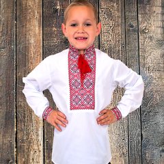 Вышиванка детская для мальчика "Грицько" с Красно-бордовой вышивкой, 122 (рост)
