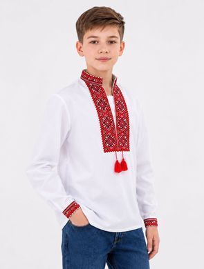 Вишиванка дитяча для хлопчика "Грицько" з Червоно-бордовою вишивкою, 122