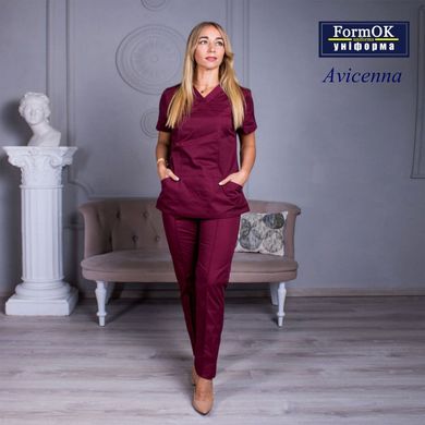 Жіноча медична блуза Avicenna бордова, 46