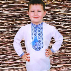 Детская вышиванка для мальчика "Козачок" с Синей вышивкой, 86 (рост)