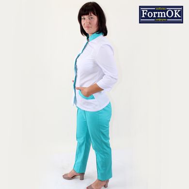 Жіночий медичний костюм Avrora біло-м'ятний, 46