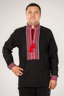Мужская вышиванка "Сергей" , Поплин черный, 37