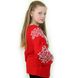 Детская вышитая блуза "Ольга" на красном льне с белой вышивкой, 122 (рост)
