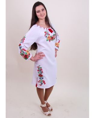 Жіноче вишите плаття "Діана" з білого  габардину, Габардин білий, 40