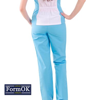 Жіночий медичний костюм Аріша біло-блакитний, 40