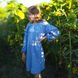 Детское вышитое платье "Сара" на голубом льне, 116 (рост)